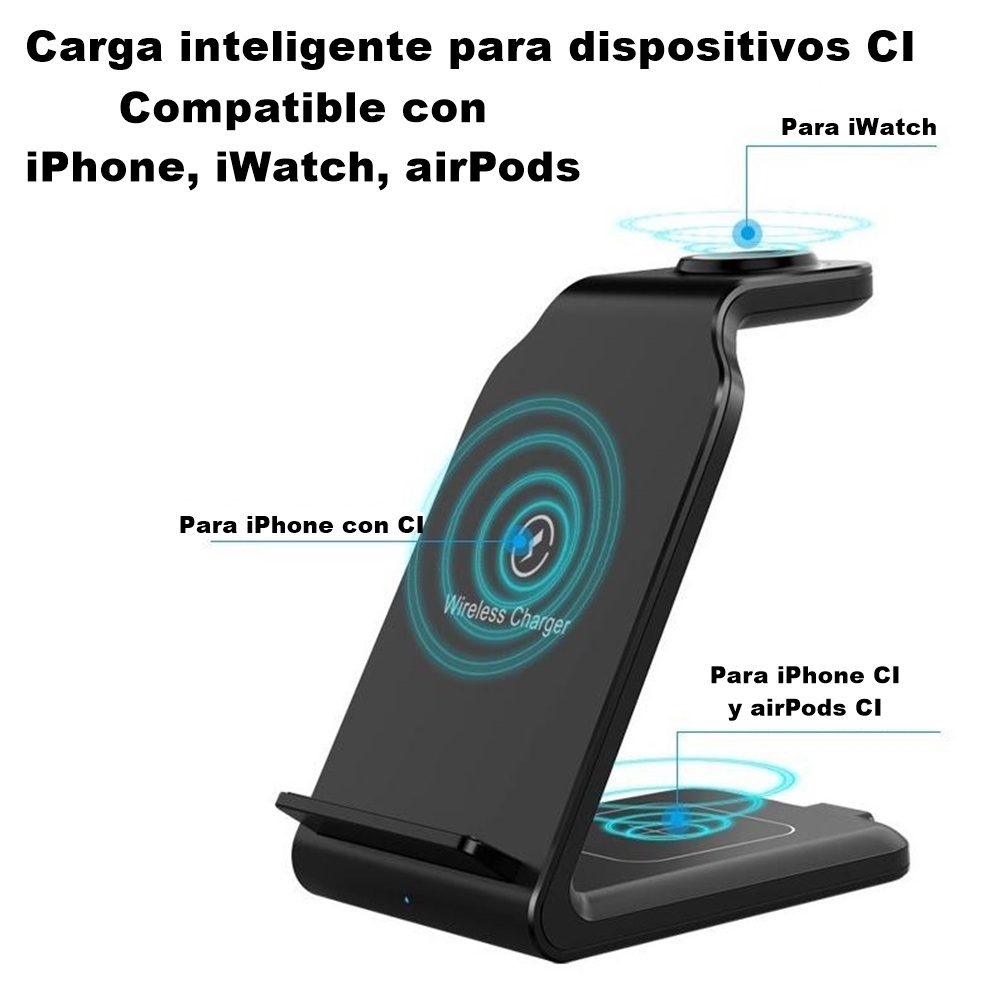 Soporte y cargador todo en uno (iPhone + Apple Watch + AirPods) – Mi Manzana